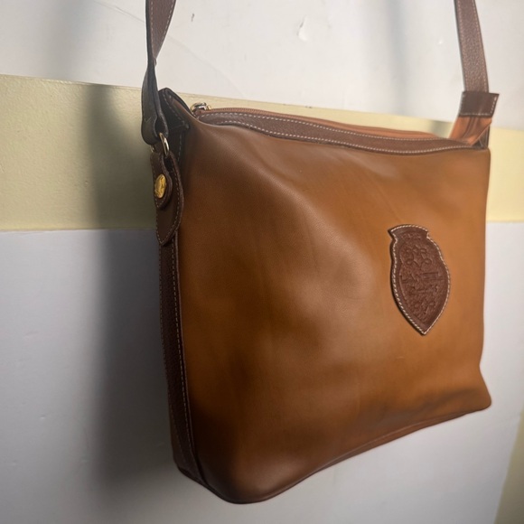 LANCEL Vintage 80s 90 Leather Shoulder Hobo Crossbody Bag Logo Minimalist Brown - Picture 3 of 16